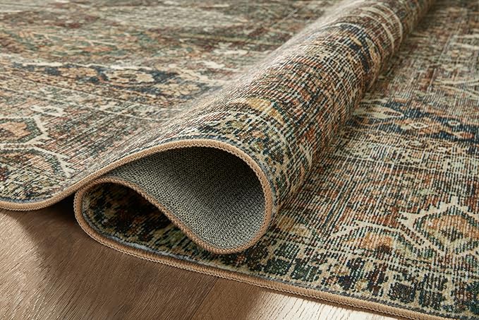 Loloi Magnolia Home by Joanna Gaines Banks Collection BAN-05 Spice/Blue 5'-0" x 7'-6", .13" Pile Height, Machine Washable, Area Rug