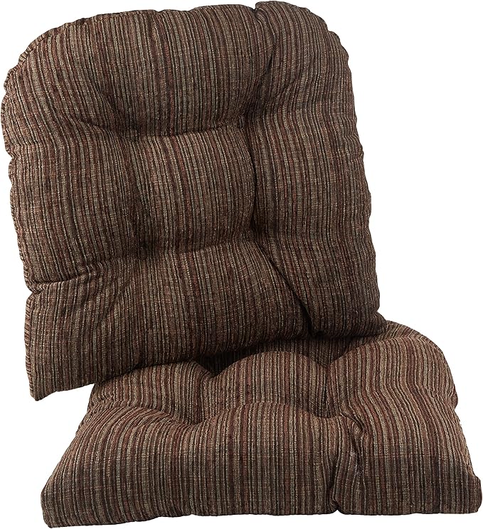 Klear Vu Gripper Overstuffed Universal Non-Slip Dining Chair Cushions for Kitchen Decor or Office Use, U-Shaped Skid-Proof Seat Pad, 17x17 Inches, 2 Count (Pack of 1), Chenille Chocolate Brown
