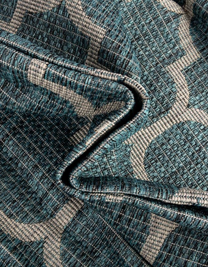 Unique Loom Outdoor Trellis Collection Area Rug (5' 3" x 7' 1" Rectangle Teal/Gray)