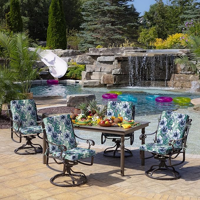 Arden Outdoor Dining Chair Cushion, 20 x 20, Rain-Proof, Fade Resistant, Salome Tropical