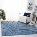 SAFAVIEH Florida Shag Collection Area Rug - 5' Square, Light Blue & Blue, Non-Shedding & Easy Care, 1.2-inch Thick Ideal for High Traffic Areas in Living Room, Bedroom (SG471-6065)