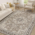 Vintage Living Room Area Rug 7x9 - Large Soft Washable Oriental Traditional Distressed Farmhouse Rugs for Bedroom - Indoor Floor Accent Carpet for Home Office House Decor - Brown