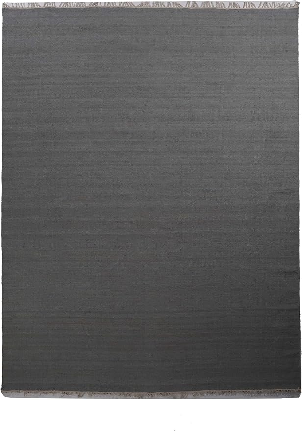 Rugsotic Carpets Hand Woven Flat Weave Kilim Wool 4'x6' Area Rug Solid Charcoal D00111