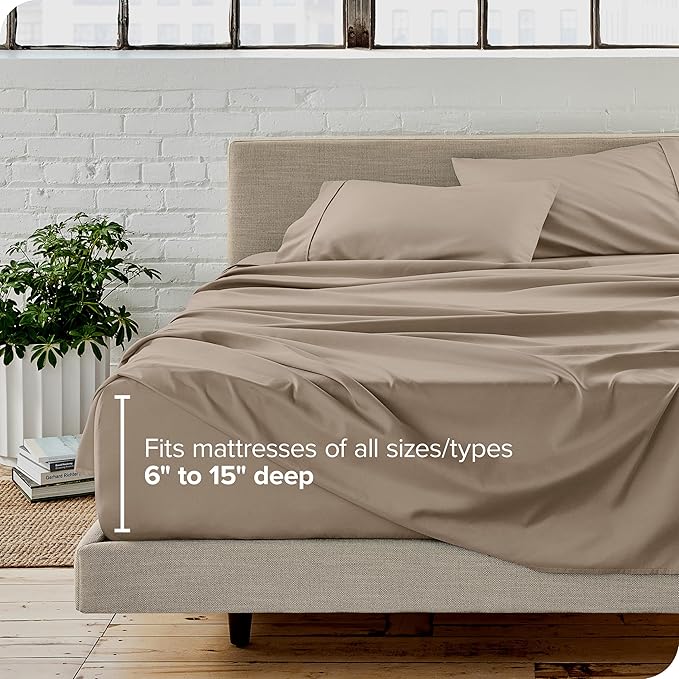 Bare Home Full Sheet Set - Luxury 1800 Ultra-Soft Microfiber Full Bed Sheets - Double Brushed - Deep Pockets - Easy Fit - 4 Piece Set - Bedding Sheets & Pillowcases (Full, Pebble)