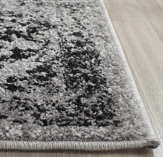 SAFAVIEH Adirondack Collection Runner Rug - 2'6" x 22', Grey & Black, Distressed Vintage Floral Design, Non-Shedding & Easy to Clean, Ideal for Hallway, Foyer, Entryway, Bedroom (ADR109B)