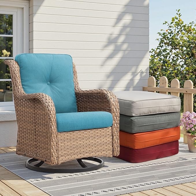 Patio Cushions for Outdoor Furniture - 22" x 25" x 4" UV Resistant Thick Foam Cushions Water Resistant Replacement Cushion for Outdoor Patio Furniture Chair/Sofa/Couch | Light Blue | 6-Pack |