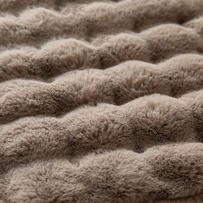 Pack of 2 Thick Plush Throw Pillow Covers Fluffy Wave Faux Fur Decorative Cushion Covers Soft Wool Pillowcase for Sofa Couch Livingroom 12x20 Inch Taupe