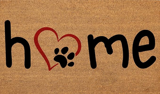 Coir Door Mats 17" X 30", Non-Slip Sturdy, PVC Backed Heavy Duty, Easy to Clean, Ideal for Door Entrance, Patio, Porch, Backyard, Garages, Home with The Love of Paws
