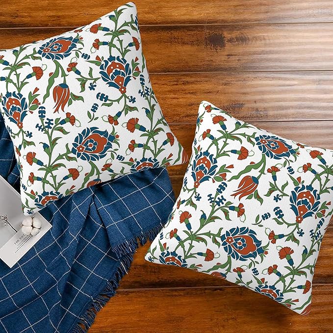Throw Pillow Cover Case Vintage Floral Pillow Covers 20x20 Inch Set of 2,Soft Decorative Throw Pillow Case for Living Room Bedroom Sofa Couch Cushion Covers