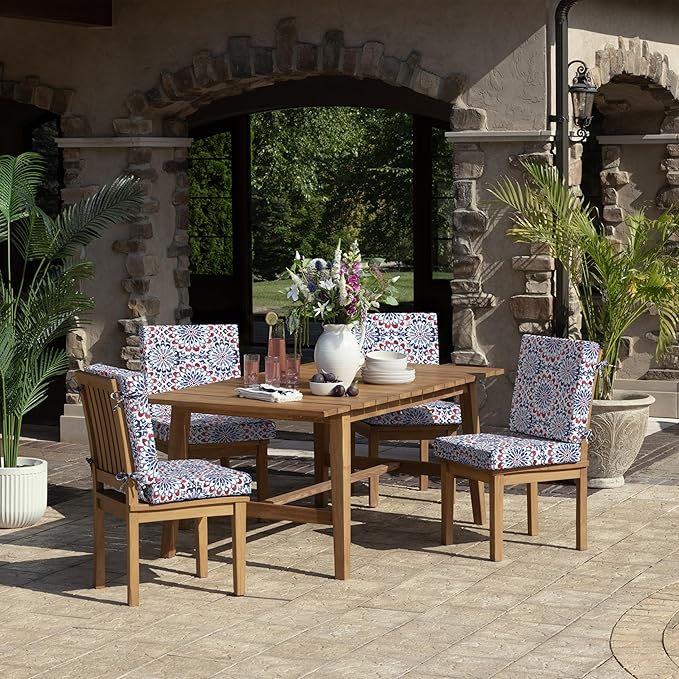 Arden Foam Outdoor Dining Chair Cushion, 20 x 20, Made with ProFoam, Rain-Proof, Fade Resistant, Clark Blue