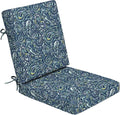 Arden Foam Outdoor Dining Chair Cushion, 20 x 20, Made with ProFoam, Rain-Proof, Fade Resistant, Sapphire Blue Ridge Paisley