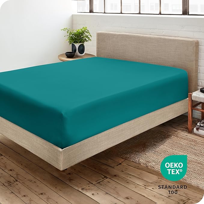 Bare Home Fitted Bottom Sheet Twin Size - Premium 1800 Microfiber - Ultra-Soft Hotel Luxury - Deep Pocket - Durable and Long Lasting - Fitted Sheet (Twin, Emerald)