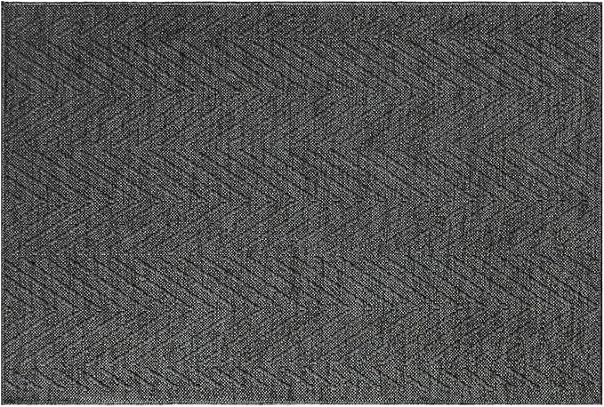 TOWN & COUNTRY BASICS Pax Herringbone Textured Solid Everwash® Washable Area Rug, Low Pile, Non-Slip Backing, Easy Clean Pet & Family Friendly Rug, Dark Grey, 1'11"x2'11"