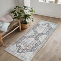 Bloom Rugs Washable Non-Slip 7 ft Runner - Charcoal/Brown Traditional Medallion Runner for Entryway, Hallway, Bathroom, and Kitchen - Exact Size: 2.5' x 7'