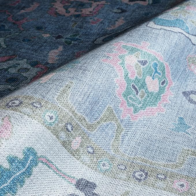 Fame Rugs Lavender Modern Oushak Rug 6x9, Vintage Turkish Colorful Oriental Antique Inspired Washable Large Area Rugs, Luxury Living Room Bedroom (386PBL, 6' x 9')