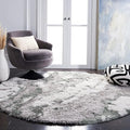 SAFAVIEH Horizon Shag Collection Area Rug - 6'7" Round, Grey & Green, Modern Abstract Design, Non-Shedding & Easy Care, 2.6-inch Thick Ideal for High Traffic Areas in Living Room, Bedroom (HZN890Y)