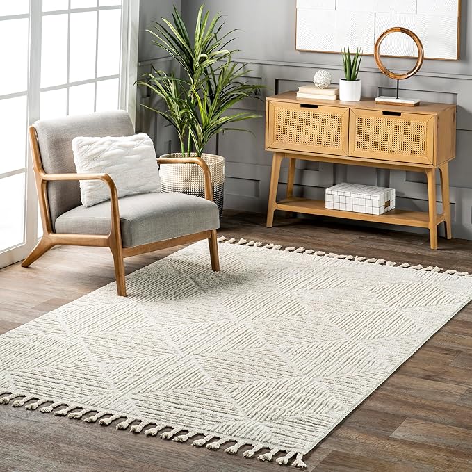 nuLOOM Kerry Cream, 9' x 12', Geometric, Soft and Cozy, High Traffic, Stain Resistant, Easy Clean, Durable Area Rug for Bedroom, Living Room, Dining Space, Den, Foyer, Entryway