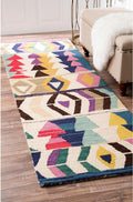 Nuloom Ofelia Handmade, Multicolor/Black, 2'6" x 14', Geometric, Wool, Soft and Cozy, High Traffic, Stain Resistant, Easy Clean, Durable Runner for Bedroom, Living Room, Dining, Den, Foyer
