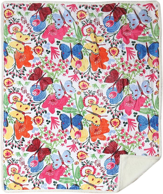 CARSTENS, INC. Ultra Premium Super Soft Plush Sherpa Fleece Oversized Throw Blanket 54" x 68", Butterfly