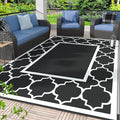 GENIMO 9 ' x 12 ' Outdoor Rug for Patio Clearance, Waterproof Indoor Outdoor Plastic Straw Rugs Carpet, Reversible Outside Area Rv Mat for Camping, Balcony Porch, Deck, Picnic, Beach (Black & White)