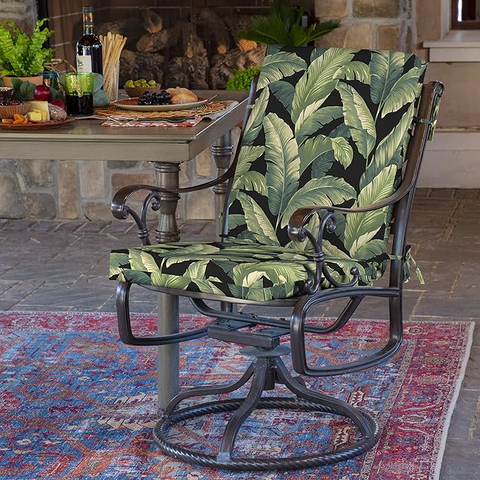 ARDEN Outdoor Dining Chair Cushion, 20 x 20, Rain-Proof, Fade Resistant, Onyx Cebu