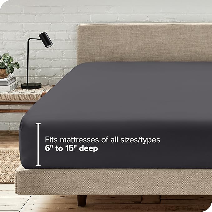 Bare Home Fitted Bottom Sheet Twin XL Size - Premium 1800 Microfiber - Ultra-Soft Hotel Luxury - Deep Pocket - Durable and Long Lasting (Twin XL, Forged Iron Grey)