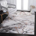 SAFAVIEH Craft Collection Area Rug - 4' Square, Grey & Orange, Modern Abstract Marble Pattern Design, Non-Shedding & Easy Care, Ideal for High Traffic Areas in Living Room, Bedroom (CFT877P)