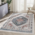 zesthome 6x9 Area Rug, Super Soft Washable Rugs for Living Room, Non-Slip Stain Resistant Vintage Rugs, Ultra-Thin Large Area Rugs (Navy Blue/Red,6'x9')