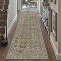 2x12 Brown Area Rug Runners for Hallways Washable Vintage Distressed Carpet Low Pile Non Slip Indoor Retro Soft Long Accent Rug Bedroom Kitchen Bathroom Laundry Dining Living Room