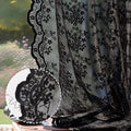 Anmao Vintage Lace Curtains 120 Inches Long 2 Panels Set, Romantic Elegant Light Filtering Semi Sheer Floral Thick Lacy Curtain Drapes for Living Room and Bedroom, Each Panel 55W x 120L, Black