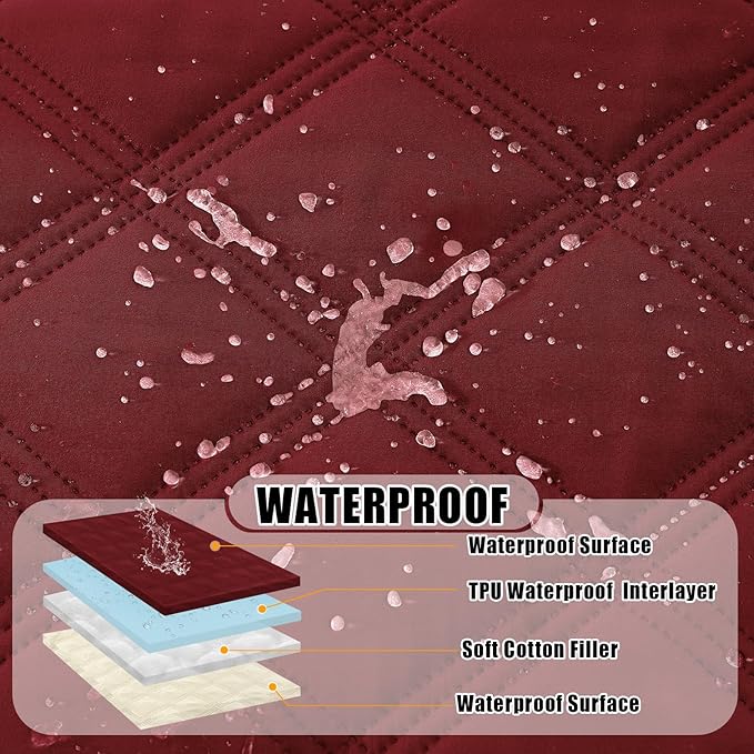 Smiry Waterproof Dog Bed Cover Blanket 68x82, Soft Reversible Pet Blanket, Washable Leakproof Cats Dogs Couch Cover for Sofa, Couch, Furniture, Lattice, Wine Red/Beige