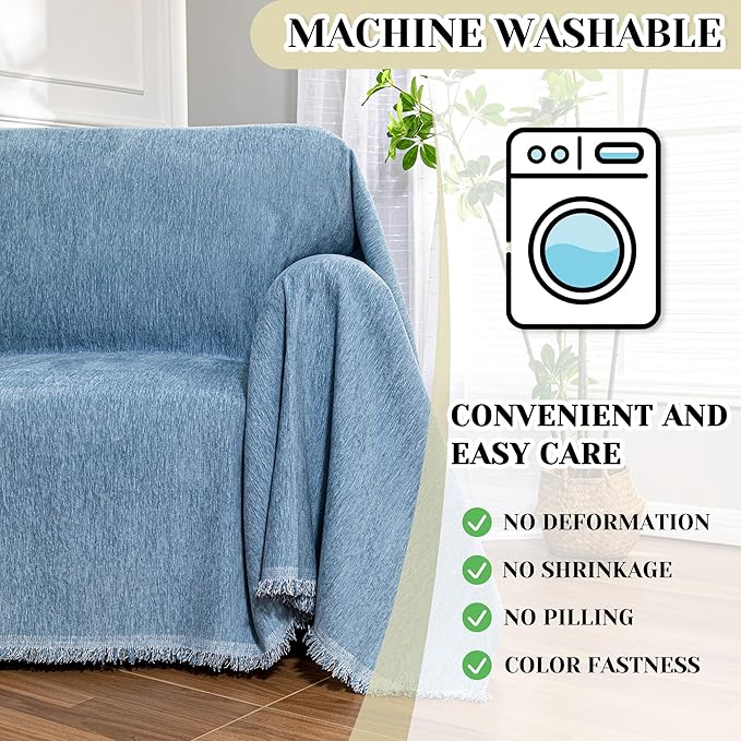 MEETSKY Oversized Chair Cover Washable Single Sofa Covers Recliner Covers Thick Sofa Throw Cover for Pets Dogs, Sofa Slipcovers Furniture Covers Modern Style for Living Room Decoration, 71"x 91", Blue