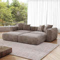JACH Sectional Couches for Living Room, Modern Modular Sectional Couch with Chaise Ottomans, Cushion Covers Removable, Corduroy Sofa Bed for Living Room, Apartment, Office (Light Brown)