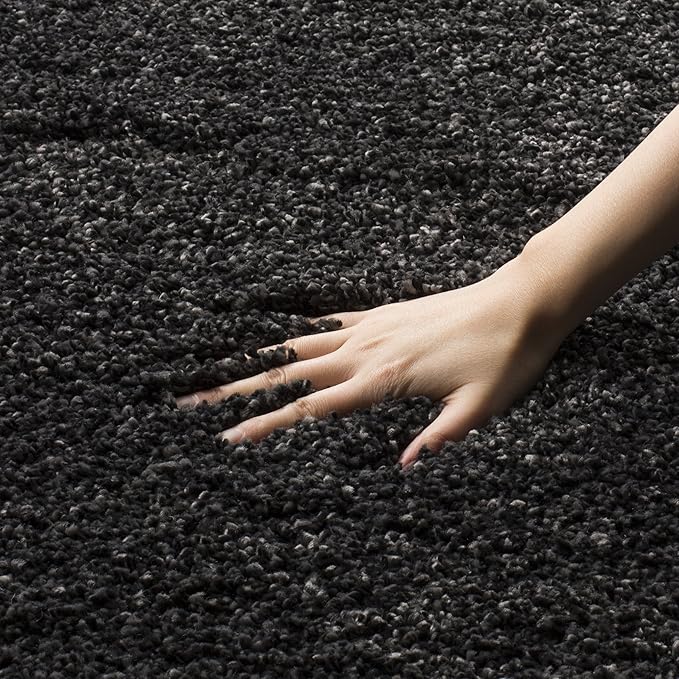 SAFAVIEH Milan Shag Collection Runner Rug - 2' x 12', Dark Grey, Solid Design, Non-Shedding & Easy Care, 2-inch Thick Ideal for High Traffic Areas in Living Room, Bedroom (SG180-8484)