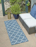 Unique Loom Outdoor Trellis Collection Area Rug (2' x 6' 1" Runner, Navy Blue/ Ivory)