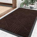 Smiry Front Door Mat Outside Entrance, Heavy Duty Sturdy Natural Rubber Doormat, Trap Dirt and Moisture, Easy Clean Low Profile Mats for Indoor Outdoor Entry, Irregular Triangle (29.5x17, Deep Brown)
