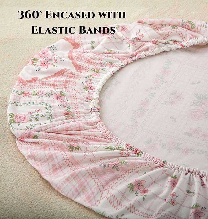 SDY Jersey FloralBassinet Sheets for Baby Girls,32 "x 16 "x 4",2 Pack,Pink Flower Standard Oval/Retangle Bassinet Mattress Sheets for Toddler,Super Soft Breathable