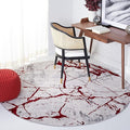 SAFAVIEH Amelia Collection 6'7" Round Grey/Red ALA293L Modern Abstract Non-Shedding Entryway Foyer Living Room Bedroom Kitchen Area Rug