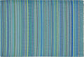 Fab Habitat Striped Non Slip Doormat - Durable, Thin - Recycled Plastic - Entryway, Front Door, Porch, Patio - Cancun Turquoise/Moss Green (24" x 36" Non-Slip)