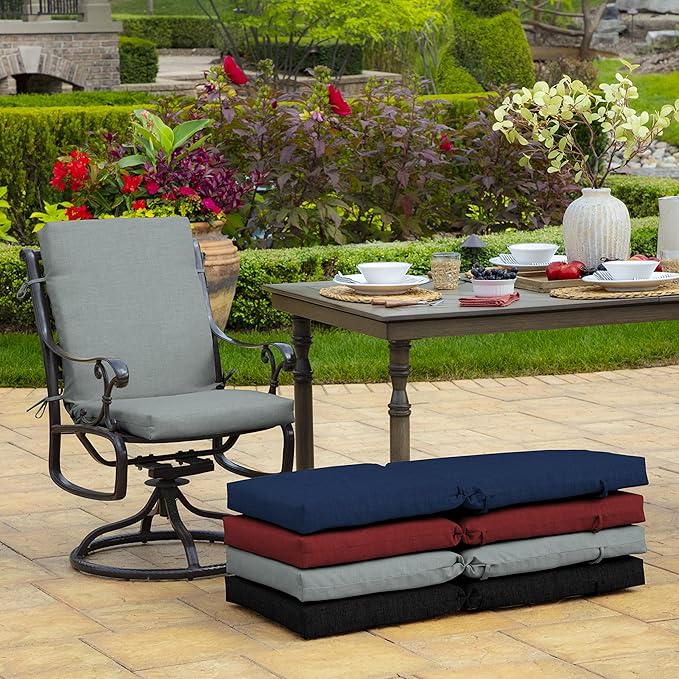 Arden Outdoor Dining Chair Cushion, 20 in x 20 in, Weather-Proof, Rain-Proof, Fade Resistant Patio Cushion for Patio, Dining, or Rocking Chairs 20 x 20, Stone Grey Leala