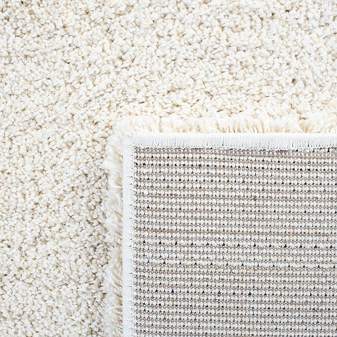 SAFAVIEH Milan Shag Collection Area Rug - 11' Square, Ivory, Solid Design, Non-Shedding & Easy Care, 2-inch Thick Ideal for High Traffic Areas in Living Room, Bedroom (SG180-1212)