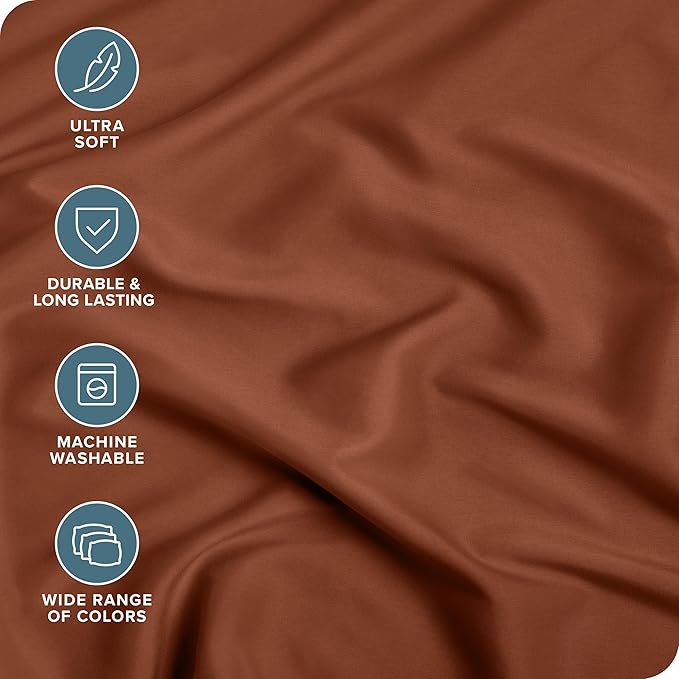 Bare Home Fitted Bottom Sheet Twin Extra Long Size - Premium 1800 Microfiber - Ultra-Soft Hotel Luxury - Deep Pocket - Durable and Long Lasting (Twin XL, Terracotta)