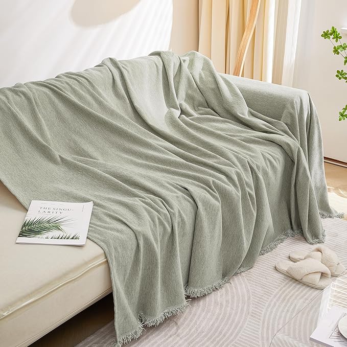 MEETSKY Simply Put Couch Cover Loveseat Sofa Cover for 2 Cushion Couch Sofa Cover Washable Sofa Throw Blanketr Decorative Modern Style for Living Room, 71" x 102", Sage Green