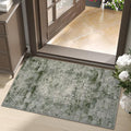 jinchan Green Floral 2x3 Rugs for Entryway - Vintage Washable Area Rug Ultra-Thin Low-Pile Soft Christmas Small Non-Slip Distressed Doormat for Entrance Kitchen Bedroom Bathroom (2x3ft, Forest Green)