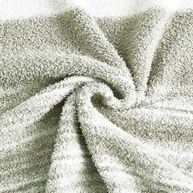 WRENGONGE Sage Green Throw Blanket, 50x70 Soft Cozy Striped Throw Blankets for Couch, Sofa, Bed, Travel, Lightweight Fluffy Warm Plush Decorative Blankets for Women, Men,Kids Gift