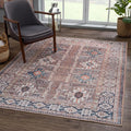 Bloom Rugs Washable 5' x 7' Rug - Brown/Blue/Orange Traditional Area Rug for Living Room, Bedroom, Dining Room, and Kitchen - Exact Size: 5' x 7'