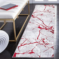 SAFAVIEH Amelia Collection Runner Rug - 2' x 8', Grey & Red, Modern Abstract Design, Non-Shedding & Easy Care, Ideal for High Traffic Areas in Living Room, Bedroom (ALA293L)