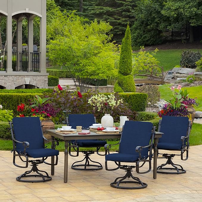 ARDEN Outdoor Dining Chair Cushion, 20 x 20, Rain-Proof, Fade Resistant, Sapphire Blue Leala