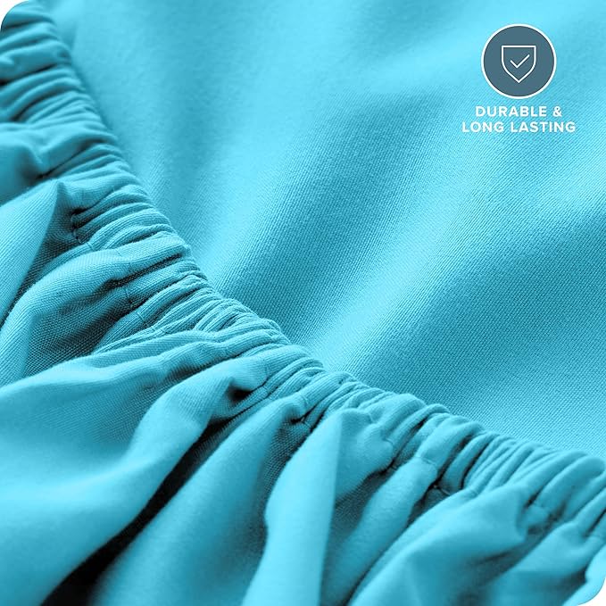 Bare Home Fitted Bottom Sheet Full Size - Premium 1800 Microfiber - Ultra-Soft Hotel Luxury - Deep Pocket - Durable and Long Lasting (Full, Aqua)