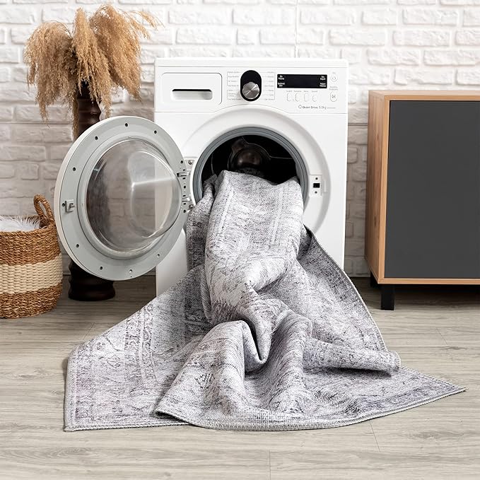 Bloom Rugs Washable Non-Slip 8' x 10' Rug - Beige/Gray Traditional Area Rug for Living Room, Bedroom, Dining Room, and Kitchen - Exact Size: 8' x 10'